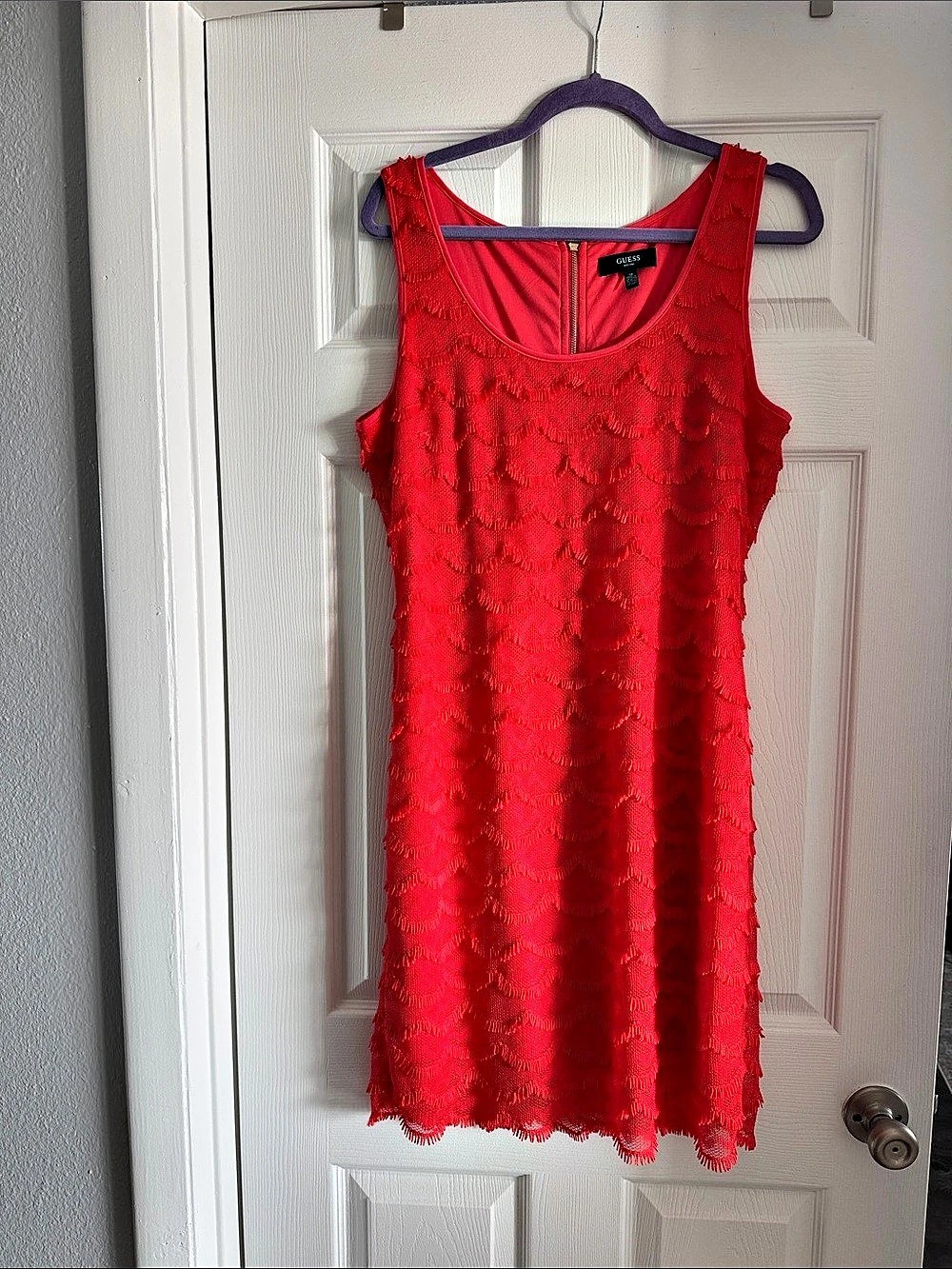 GUESS Red Textured Mini Dress Size 12 Like New